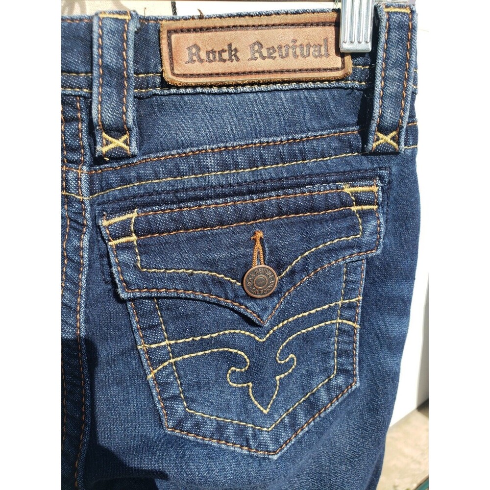 Rock Revival Jeans 25 Womens Blue Denim Jessica Skinny Leg Dark Wash Stretch - Picture 9 of 16